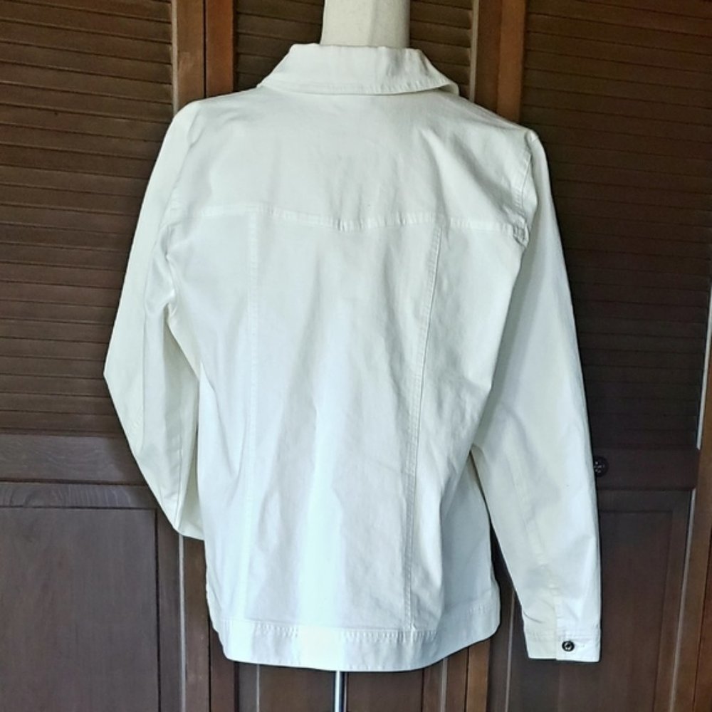 D&Co - Stretch Twill Jean Jacket with Bling Buttons - White - XL - EUC - Picture 4 of 14